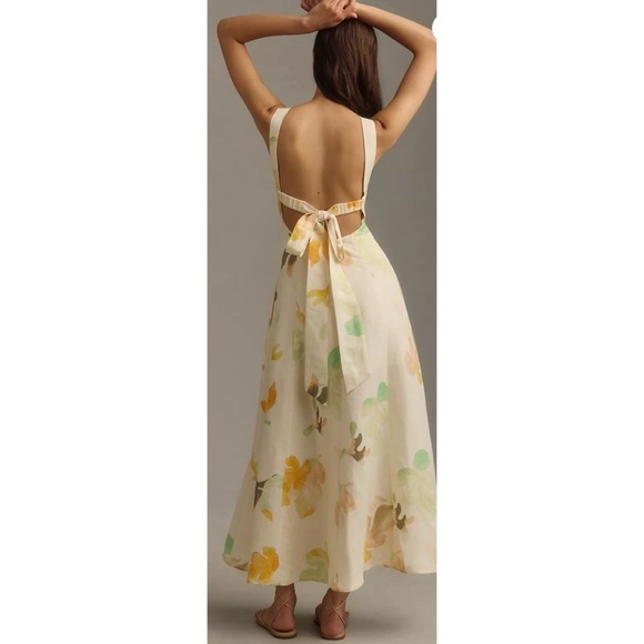 Acler Floral Midi Dress in Cream and Yellow - Picture 4 of 8